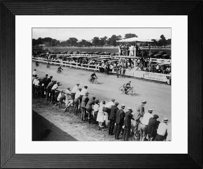 Framed Print : 1920s motorcycle race, in the Washington, D.C. area. (BSLOC_2015_17_158)
