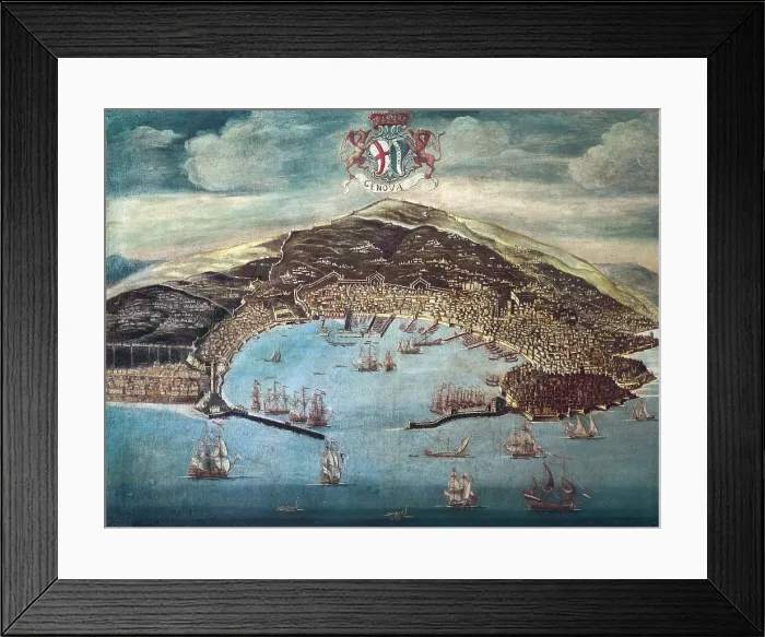 Framed Print : View of the city and the harbour. 18th c. Italian anonymous. Oil on canvas. SPAIN. Barcelona. Barcelona Maritime Museum. AISA / Everett Collection**US SALES ONLY**