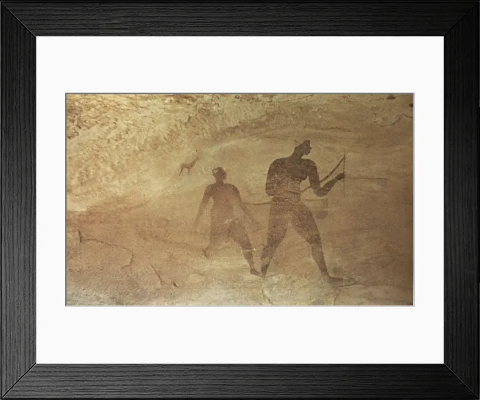 Framed Print : ALGERIA. Tassili N'Ajjer. Representation of hunters (c. 4000 BC). Neolithic art. Cave. AISA / Everett Collection**US SALES ONLY**