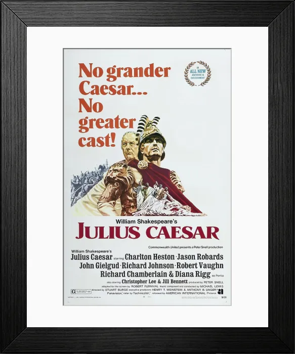 Framed Print : JULIUS CAESAR, US poster, from left: John Gielgud, Charlton Heston, 1970 Framed Print : JULIUS CAESAR, US poster, from left: John Gielgud, Charlton Heston, 1970