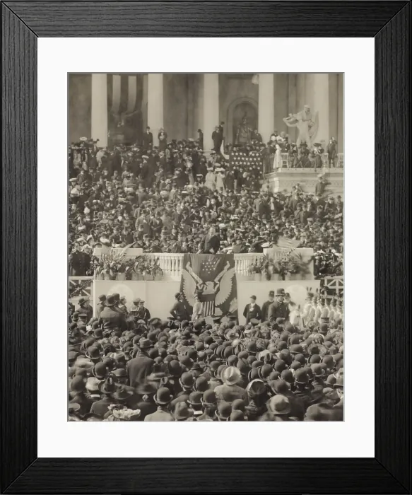 Framed Print : President Theodore Roosevelt delivering his inaugural address at US Capitol, March 4, 1905. Detail of larger photo (BSLOC_2016_14_160)