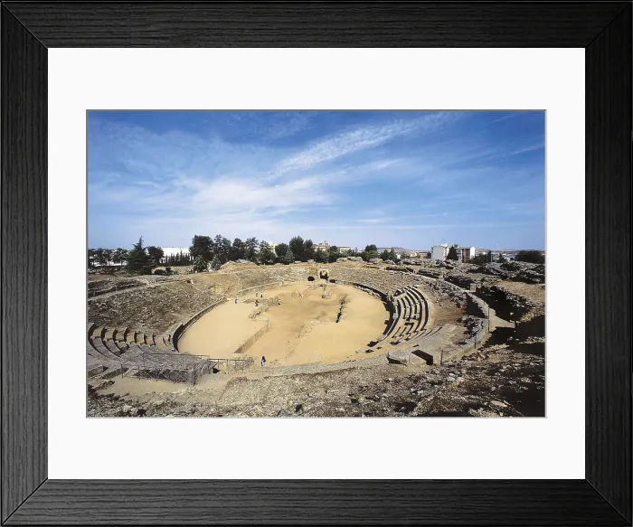 Framed Print : SPAIN. EXTREMADURA. BADAJOZ. Mrida.. Roman amphitheatre (8 AD). Roman art. Early Empire. Architecture. AISA / Everett Collection**US SALES ONLY**