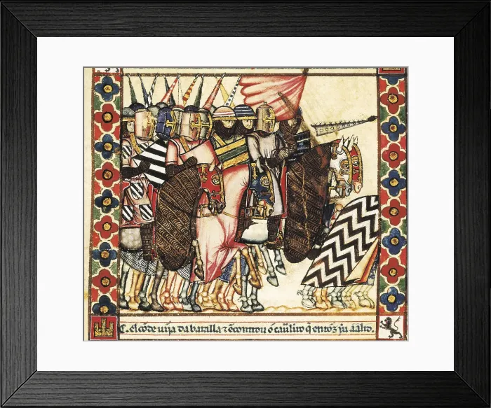 Framed Print : Cantigas de Santa Maria (Virgin Mary Songs). 13th c. Cantiga (song) 144: 'El toro de Plasencia' (The Bull of Plasencia). Gothic art. Miniature Painting. SPAIN