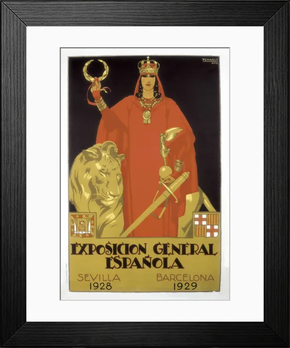 Framed Print : Spain. Spanish General Exhibition (Sevilla 1928 - Barcelona 1929). Poster by Rafael de Penagos. AISA / Everett Collection**US SALES ONLY**