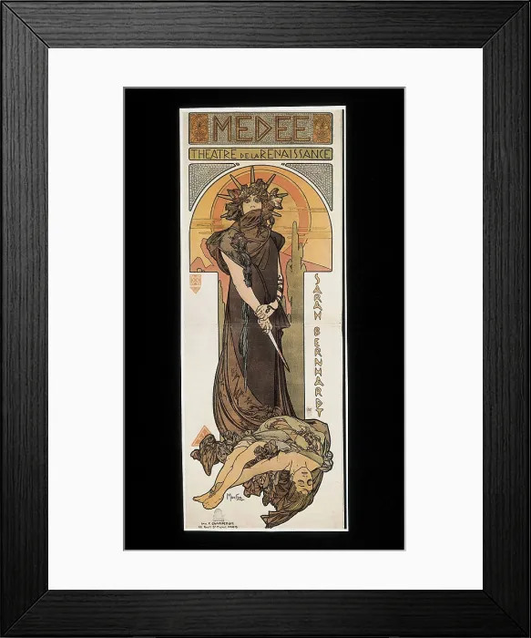 Framed Print : MUCHA, Alphonse Maria (1860-1939). Sarah Bernhardt as Medee at the Theatre de la Renaissance. 1898 Framed Print : MUCHA, Alphonse Maria (1860-1939). Sarah Bernhardt as Medee at the Theatre de la Renaissance. 1898