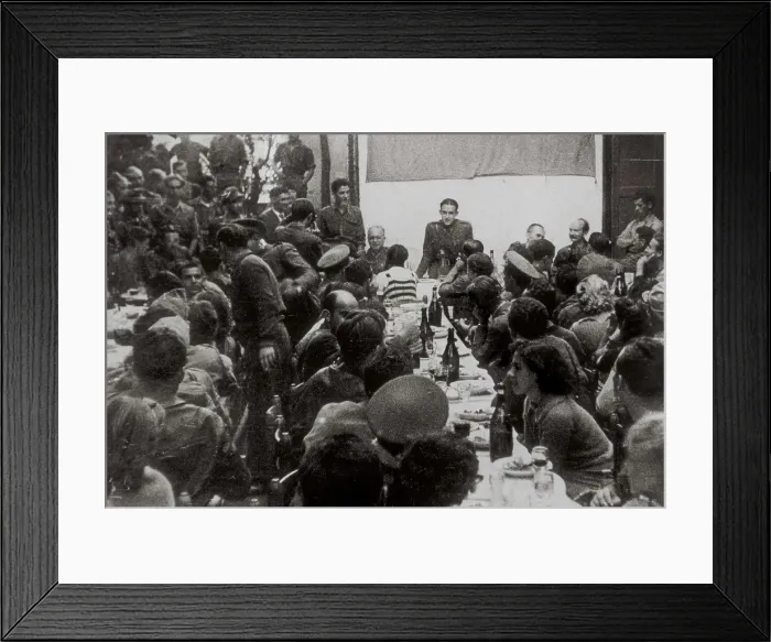 Framed Print : SPAIN. Barcelona. Spanish Civil War (1936-1939). Farewell feast in honour of the International Brigades (October 1938). SPAIN. Salamanca. Archivo Histrico Nacional Framed Print : SPAIN. Barcelona. Spanish Civil War (1936-1939). Farewell feast in honour of the International Brigades (October 1938). SPAIN. Salamanca. Archivo Histrico Nacional