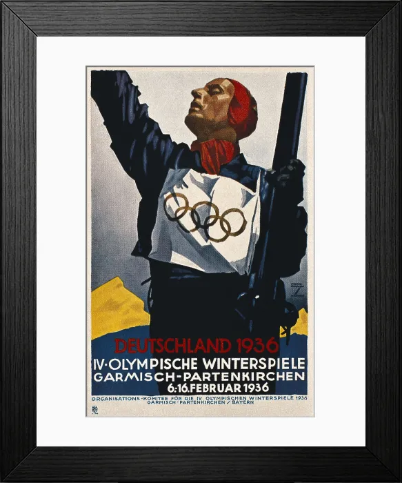 Framed Print : Poster of the Winter Olympic Games (1936), held in Garmisch-Partenkirchen (Germany). AISA / Everett Collection**US SALES ONLY** Framed Print : Poster of the Winter Olympic Games (1936), held in Garmisch-Partenkirchen (Germany). AISA / Everett Collection**US SALES ONLY**