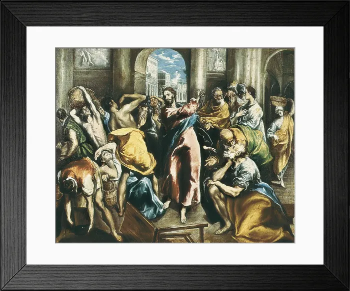 Framed Print : Greco, Domnikos Theotokpoulos, called El (1541-1614). Christ driving the Traders from the Temple. ca. 1600