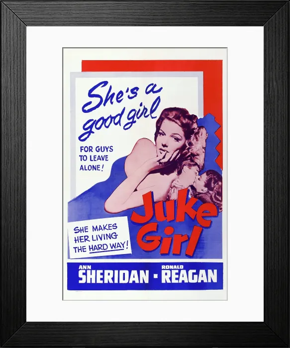 Framed Print : JUKE GIRL, US poster art, Ann Sheridan, Ronald Reagan, 1942