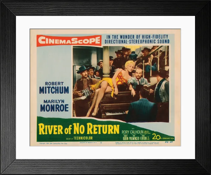 Framed Print : RIVER OF NO RETURN, lobbycard, Marilyn Monroe (yellow gown), 1954, TM and Copyright 20th Century Fox Film Corp. All rights reserved. / courtesy Everett Collection Framed Print : RIVER OF NO RETURN, lobbycard, Marilyn Monroe (yellow gown), 1954, TM and Copyright 20th Century Fox Film Corp. All rights reserved. / courtesy Everett Collection