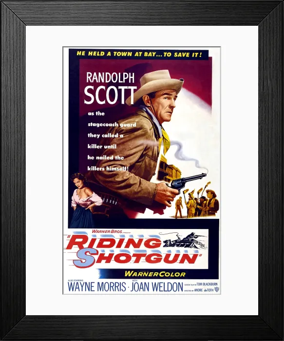 Framed Print : RIDING SHOTGUN, Joan Weldon, Randolph Scott, 1954 Framed Print : RIDING SHOTGUN, Joan Weldon, Randolph Scott, 1954