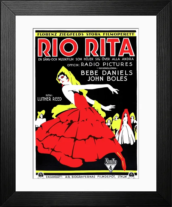 Framed Print : RIO RITA, (Swedish poster art), 1929