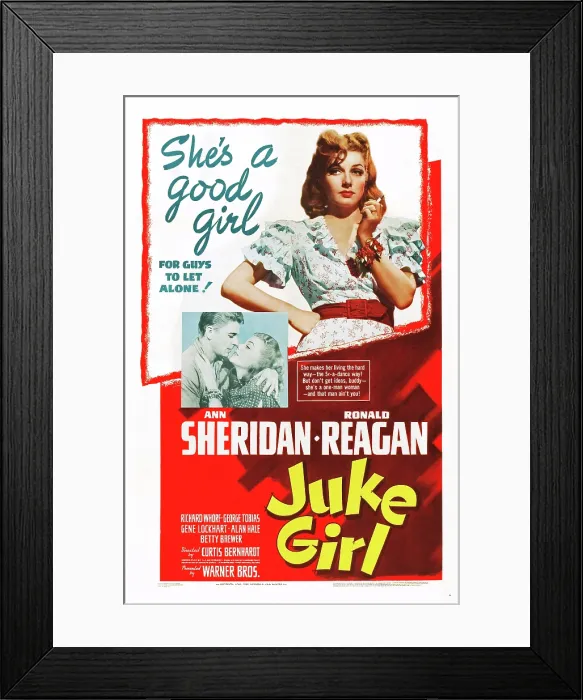 Framed Print : JUKE GIRL, from left: Ronald Reagan, Ann Sheridan; center: Ann Sheridan, 1942