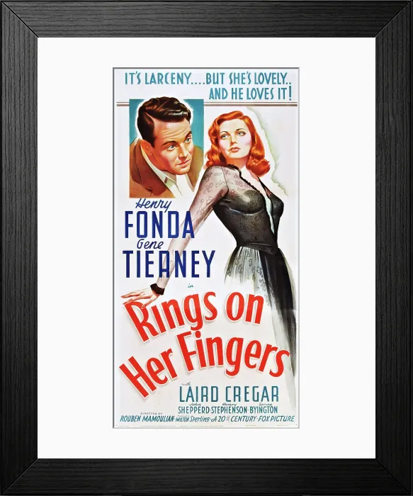 Framed Print : RINGS ON HER FINGERS, US poster, Henry Fonda, Gene Tierney, 1942 Framed Print : RINGS ON HER FINGERS, US poster, Henry Fonda, Gene Tierney, 1942