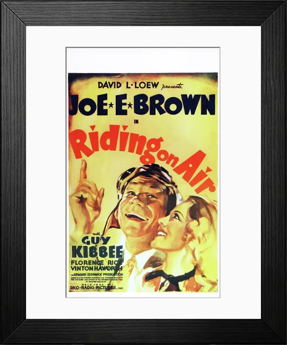 Framed Print : RIDING ON AIR, Canadian poster art, from left: Joe E. Brown, Florence Rice, 1937 Framed Print : RIDING ON AIR, Canadian poster art, from left: Joe E. Brown, Florence Rice, 1937