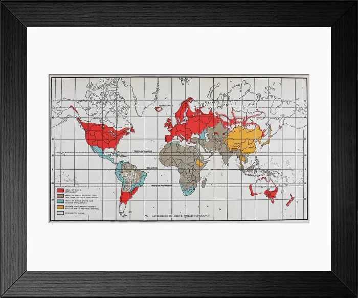 Framed Print : Map showing the Categories of White World Supremacy in 1920 Framed Print : Map showing the Categories of White World Supremacy in 1920