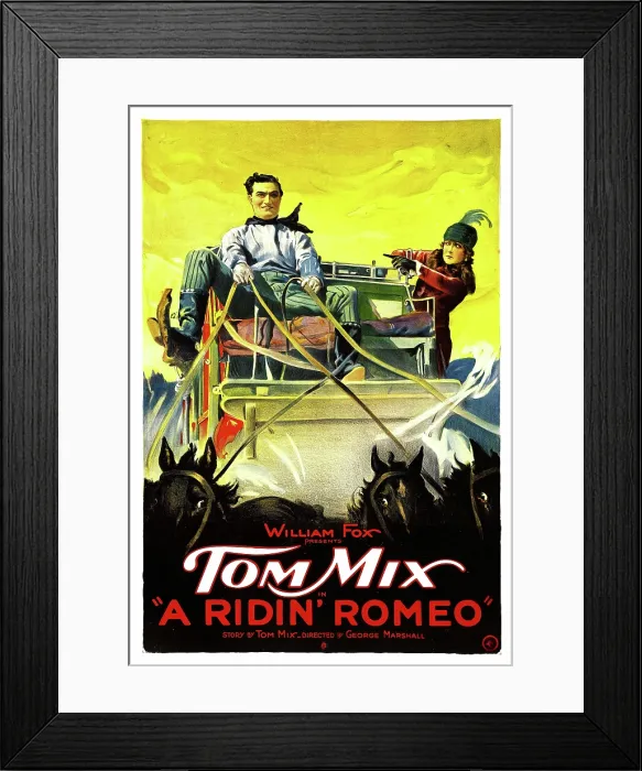 Framed Print : A RIDIN ROMEO, from left: Tom Mix, Rhea Mitchell, 1921