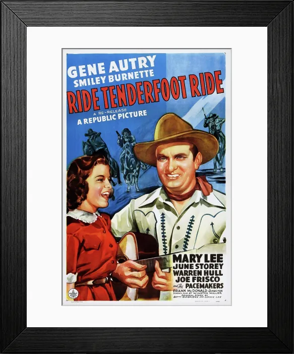 Framed Print : RIDE TENDERFOOT RIDE, US poster, from left: Mary Lee, Gene Autry, 1940