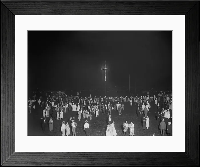 Framed Print : Burning of 80 ft. cross at a Ku Klux Klan rally in Arlington, Virginia, August 9, 1925
