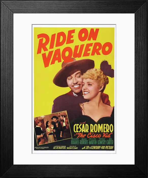 Framed Print : RIDE ON VAQUERO, US poster art, from left: Cesar Romero, Mary Beth Hughes, 1941. TM & Copyright 20th Century Fox Film Corp. All rights reserved / courtesy Everett Collection