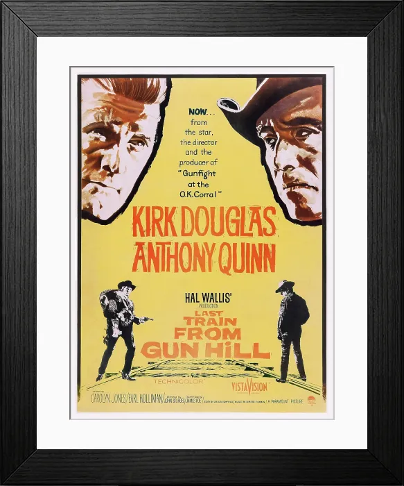 Framed Print : LAST TRAIN FROM GUN HILL, US poster art, from left: Kirk Douglas, Anthony Quinn, 1959 Framed Print : LAST TRAIN FROM GUN HILL, US poster art, from left: Kirk Douglas, Anthony Quinn, 1959