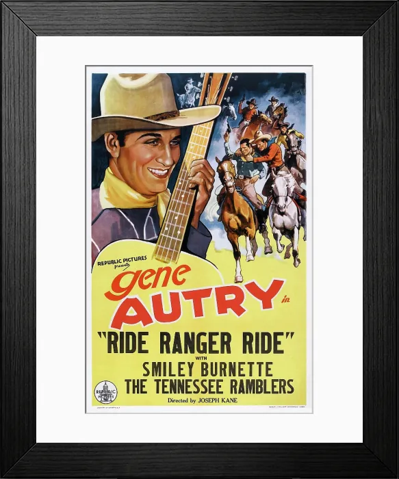 Framed Print : RIDE, RANGER, RIDE, US poster, Gene Autry, 1936
