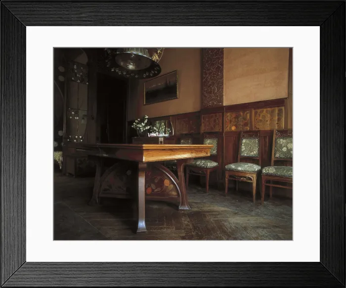 Framed Print : DOMENECH I MONTANER, Lluis (1850-1923). Navs House. 1901-1907. SPAIN. Reus. Navs House. Dinning room, with furniture by Gaspar Homar i Mesquida. Modernism. Architecture