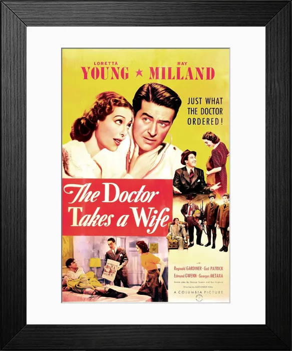 Framed Print : THE DOCTOR TAKES A WIFE, US poster, top from left: Loretta Young, Ray Milland, 1940 Framed Print : THE DOCTOR TAKES A WIFE, US poster, top from left: Loretta Young, Ray Milland, 1940