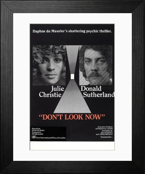 Framed Print : DON'T LOOK NOW, British poster, from left: Julie Christie, Donald Sutherland, 1973