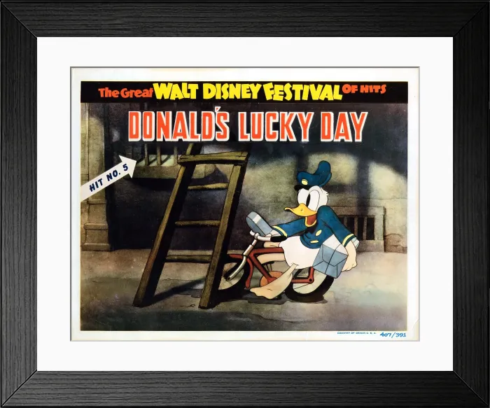 Framed Print : DONALD'S LUCKY DAY, title card, Donald Duck, 1939 Framed Print : DONALD'S LUCKY DAY, title card, Donald Duck, 1939