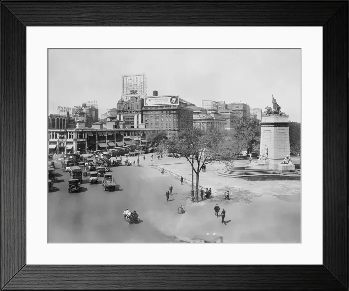 Framed Print : New York City's Columbus Circle at the intersection of Broadway, 8th Avenue, and 59th Street