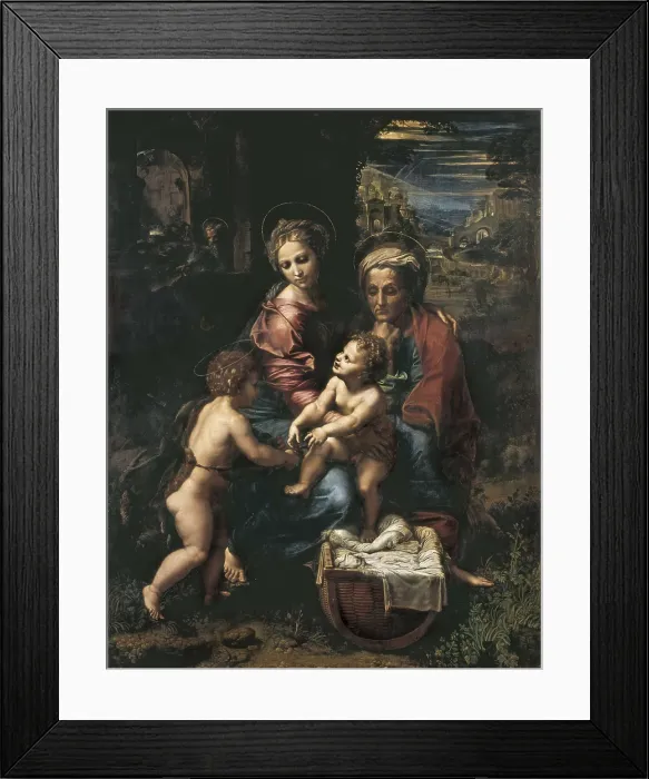Framed Print : AISA / Everett Collection Raphael (1483-1520). The Holy Family (La Perla). ca. 1518. Saint Elizabeth, the Virgin and Child, and Saint John