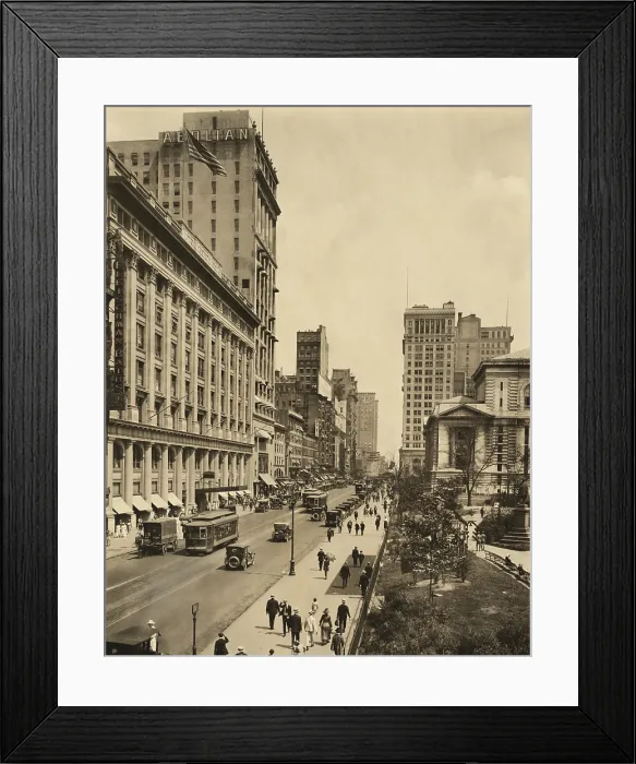 Framed Print : New York City's 42nd St. looking east from 6th Avenue. On right is the New York Public Library and Bryant Park, 1919 (BSLOC_2016_10_199) Framed Print : New York City's 42nd St. looking east from 6th Avenue. On right is the New York Public Library and Bryant Park, 1919 (BSLOC_2016_10_199)