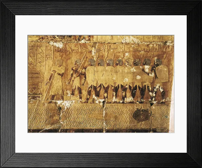 Framed Print : SENENMUT, (16th C. BC). Temple of Hatshepsut. EGYPT. Dayr al-Bahri. Temple of Hatshepsut. Egyptian soldiers. Egyptian art. New Kingdom. Fresco