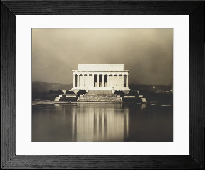 Framed Print : Lincoln Memorial and reflecting pool a year after its dedication, May 2, 1923. The architect was Henry Bacon