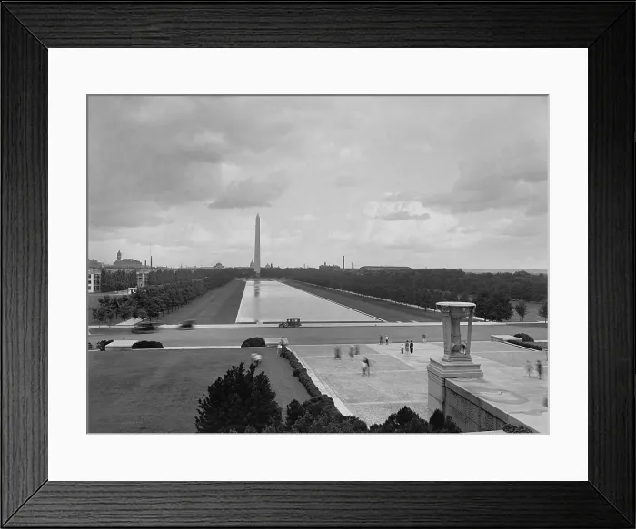 Framed Print : View of the National Mall from the Lincoln Memorial, Aug. 20, 1925. The Memorial's Potomac Park location, defines the west end of the mall, with the Capitol at its east end Framed Print : View of the National Mall from the Lincoln Memorial, Aug. 20, 1925. The Memorial's Potomac Park location, defines the west end of the mall, with the Capitol at its east end