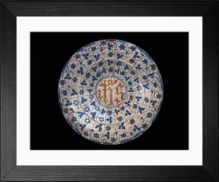 Framed Print : Plate with Chrismon (15th c.). Hispano-Moresque art. Ceramics. SPAIN. Barcelona. Barcelona Ceramics Museum. Proc: SPAIN. Manises. AISA / Everett Collection**US SALES ONLY**