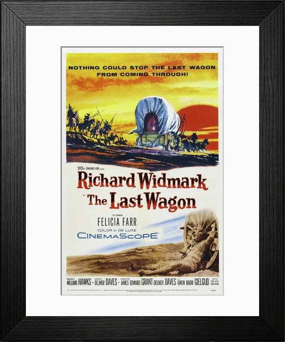 Framed Print : THE LAST WAGON, US poster, Richard Widmark, 1956, TM & Copyright 20th Century Fox Film Corp. / courtesy Everett Collection Framed Print : THE LAST WAGON, US poster, Richard Widmark, 1956, TM & Copyright 20th Century Fox Film Corp. / courtesy Everett Collection