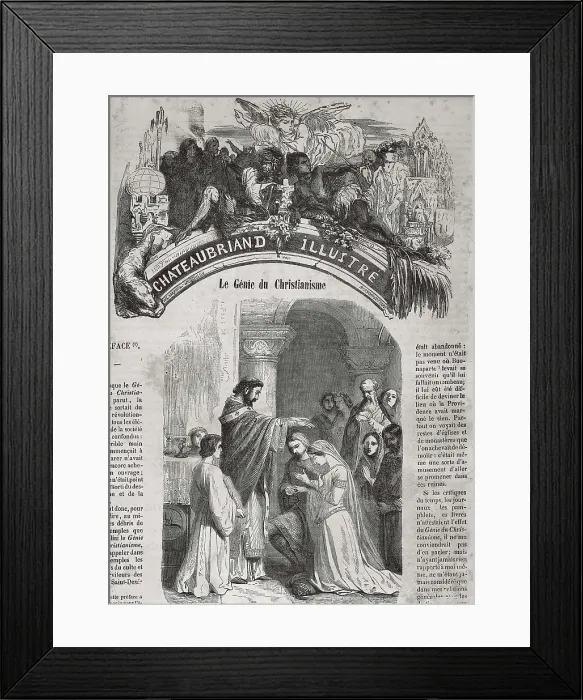 Framed Print : CHATEAUBRIAND, Francois-Auguste-Rene, Viscount de (1768-1848). Illustration of 'The Genius of Christianity', set of tales published in 1802. Etching. SPAIN. Barcelona