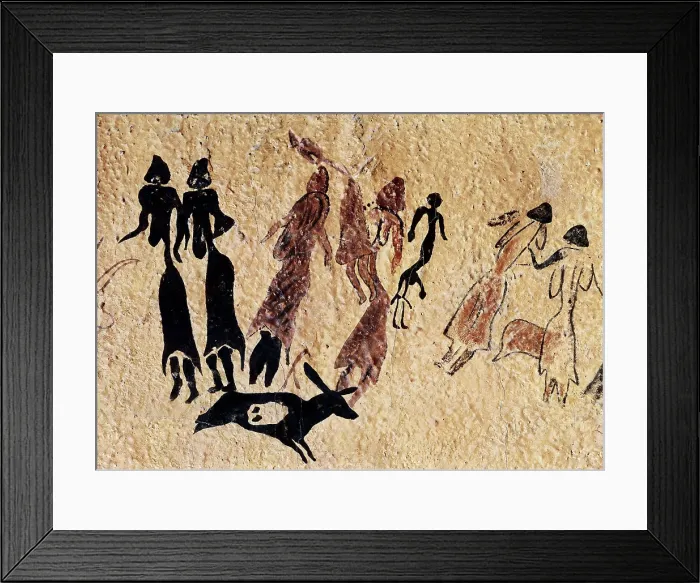Framed Print : Phallic dance. Mesolithic art. Cave. SPAIN. Barcelona. Archaeology Museum of Catalonia. Proc: SPAIN. El Cogul. Cova dels Moros. AISA / Everett Collection**US SALES ONLY**