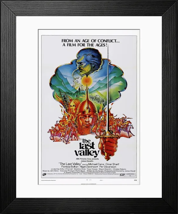 Framed Print : THE LAST VALLEY, US poster art, from top: Omar Sharif, Michael Caine, 1971
