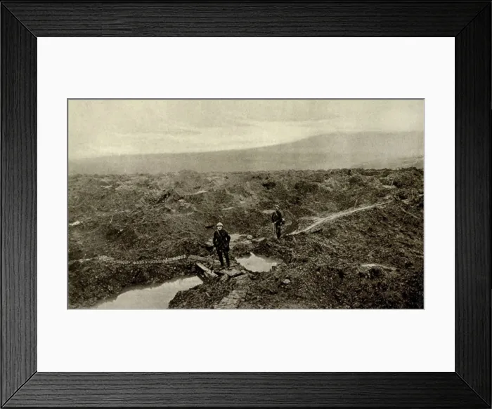 Framed Print : World War 1: Battle of Verdun. Two French soldiers in the pulverized landscape of Fort Douaumont. The Fort was shelled before the German capture on Feb Framed Print : World War 1: Battle of Verdun. Two French soldiers in the pulverized landscape of Fort Douaumont. The Fort was shelled before the German capture on Feb