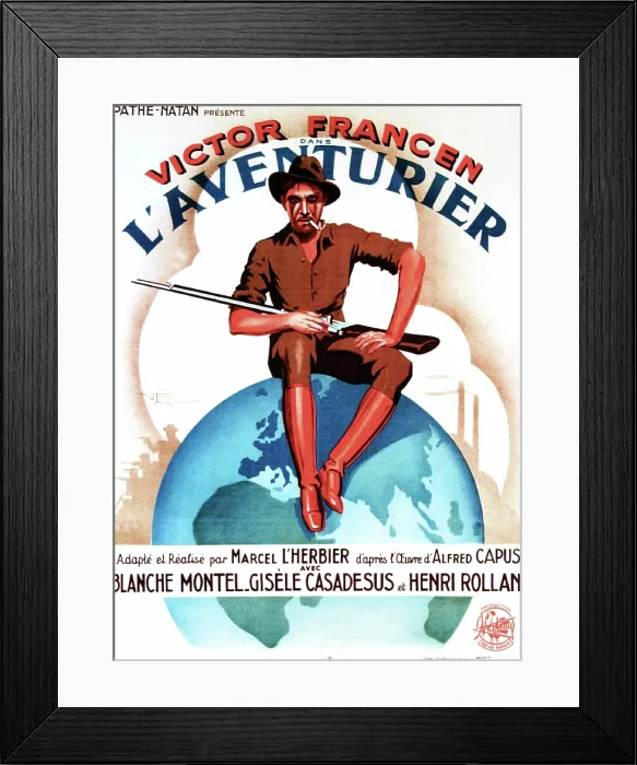 Framed Print : L'AVENTURIER, (aka THE ADVENTURER), French poster art, Victor Francen, 1934