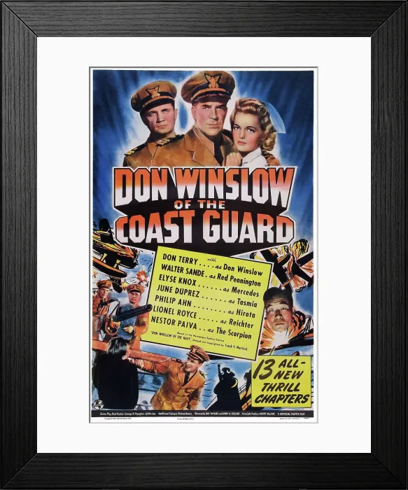 Framed Print : DON WINSLOW OF THE COAST GUARD, US poster art, top from left: Walter Sande, Don Terry, Elyse Knox, 1943 Framed Print : DON WINSLOW OF THE COAST GUARD, US poster art, top from left: Walter Sande, Don Terry, Elyse Knox, 1943