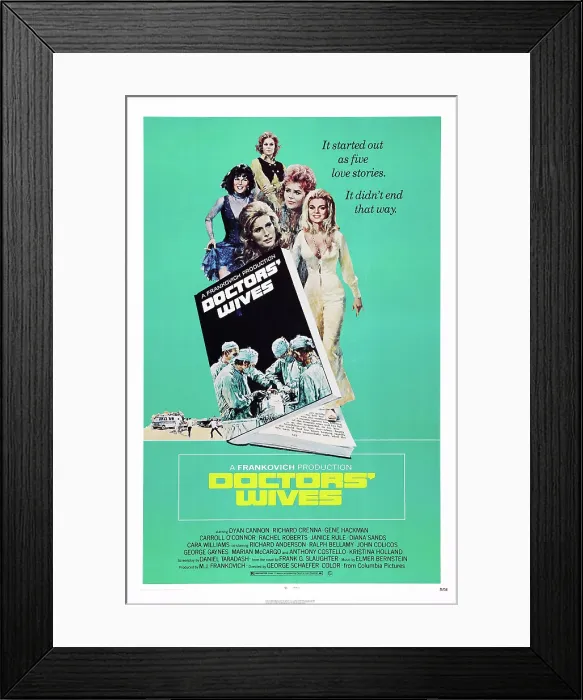 Framed Print : DOCTORS WIVES, US poster art, clockwise from top left: Janice Rule, Rachel Roberts, Cara Williams, Dyan Cannon, Marian McCargo, 1971