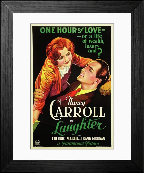 Framed Print : LAUGHTER, US poster art, from left: Nancy Carroll, Fredric March, 1930 Framed Print : LAUGHTER, US poster art, from left: Nancy Carroll, Fredric March, 1930
