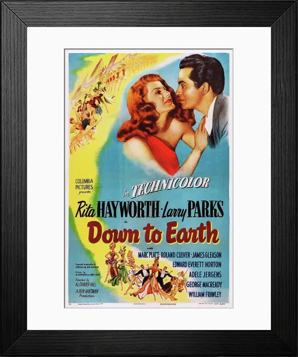 Framed Print : DOWN TO EARTH, US poster art, from left: Rita Hayworth, Larry Parks, 1947