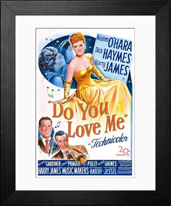 Framed Print : DO YOU LOVE ME, US poster, Maureen O'Hara, Dick Haymes, Harry James, 1946. 20th Century Fox, TM & Copyright / courtesy Everett Collection