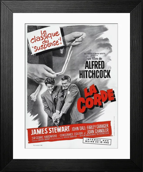 Framed Print : ROPE, (aka LA CORDE), French poster, from left: Farley Granger, James Stewart, 1948