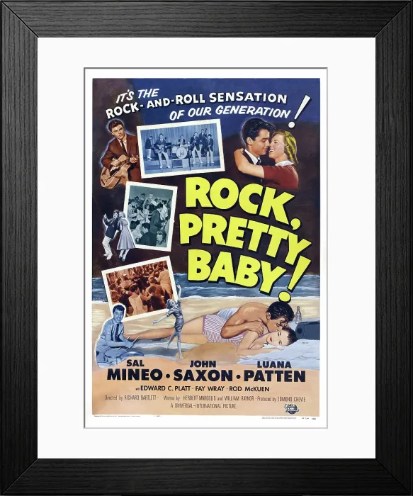 Framed Print : ROCK, PRETTY BABY!, US poster art, John Saxon, Sal Mineo, Luana Patten, 1956 Framed Print : ROCK, PRETTY BABY!, US poster art, John Saxon, Sal Mineo, Luana Patten, 1956